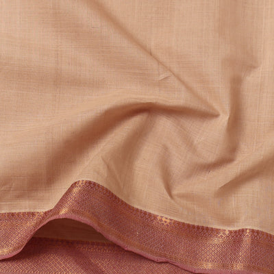 Beige - Original Mangalagiri Handloom Cotton Zari Border Fabric