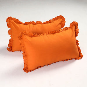 Set of 2 - Fine Cotton Handloom Frill Pillow Covers (30 x 20 in)