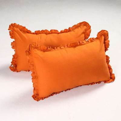 Set of 2 - Fine Cotton Handloom Frill Pillow Covers (30 x 20 in)