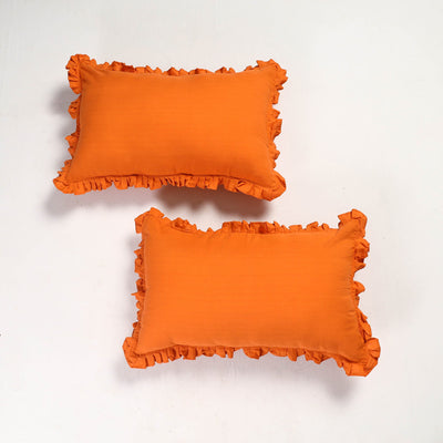 Set of 2 - Fine Cotton Handloom Frill Pillow Covers (30 x 20 in)