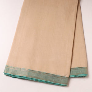 Beige - Original Mangalagiri Handloom Cotton Zari Border Fabric