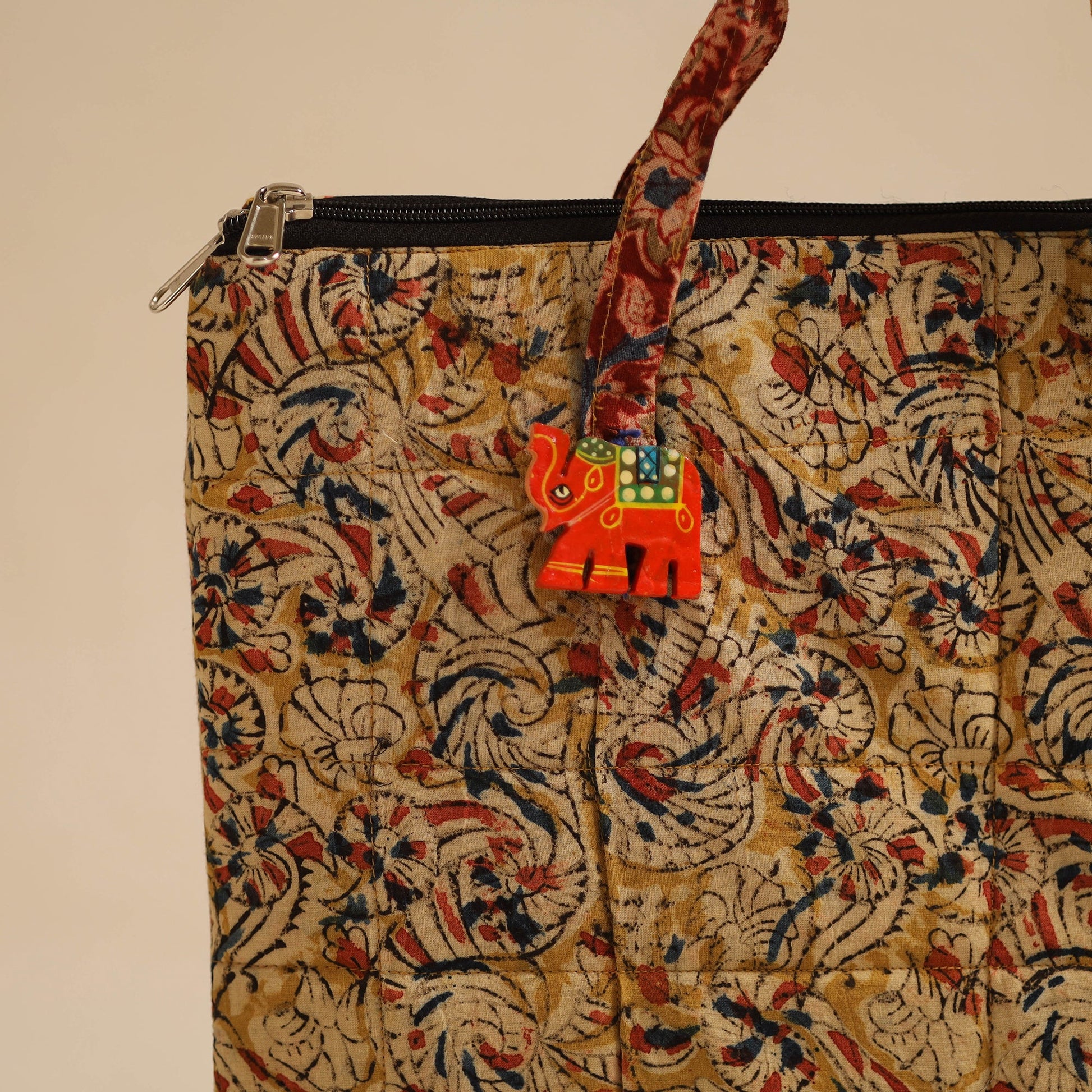Beige - Handcrafted Quilted Cotton Hand Bag 83