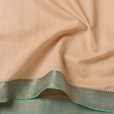Beige - Original Mangalagiri Handloom Cotton Zari Border Fabric