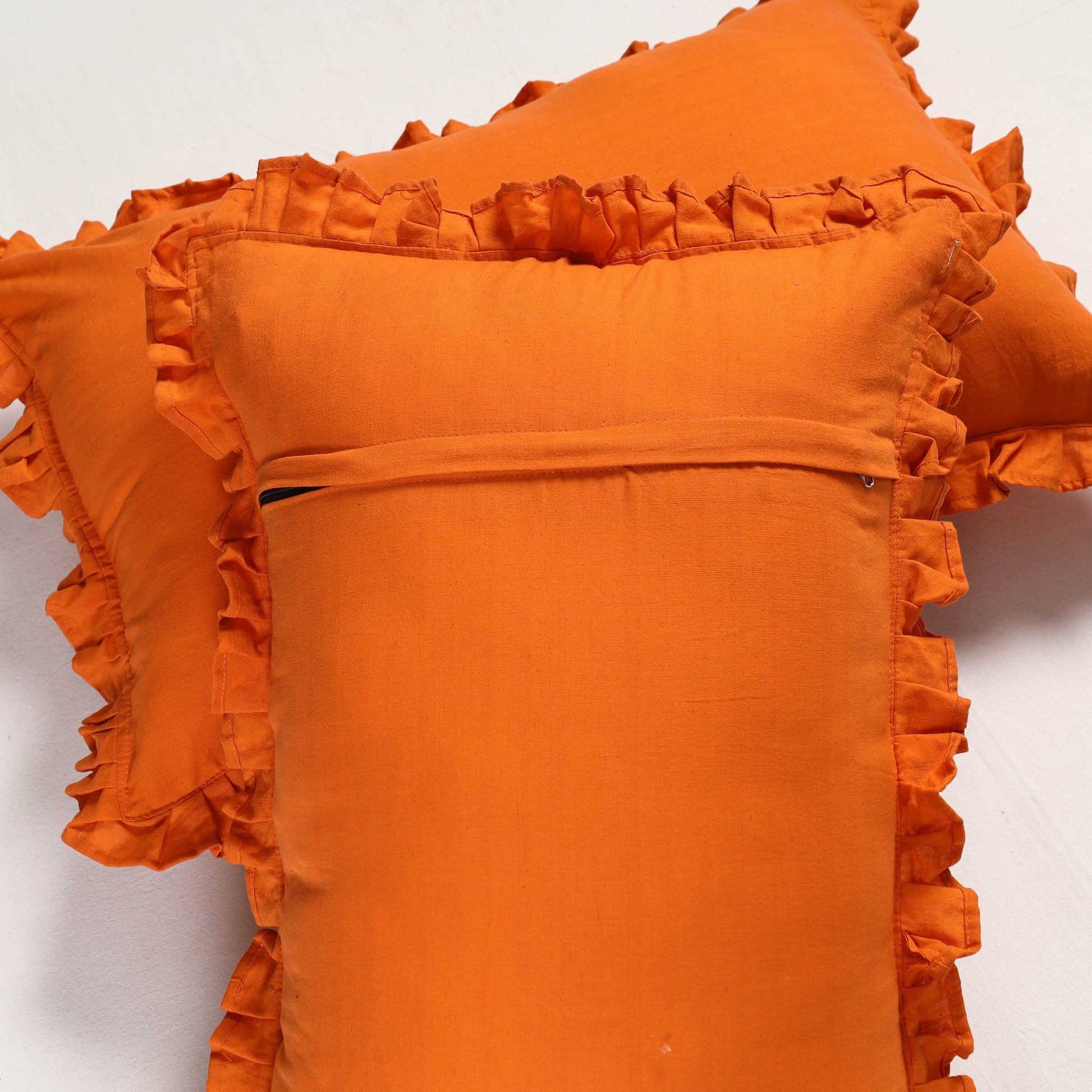 Set of 2 - Fine Cotton Handloom Frill Pillow Covers (30 x 20 in)