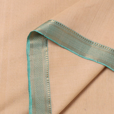 Beige - Original Mangalagiri Handloom Cotton Zari Border Fabric