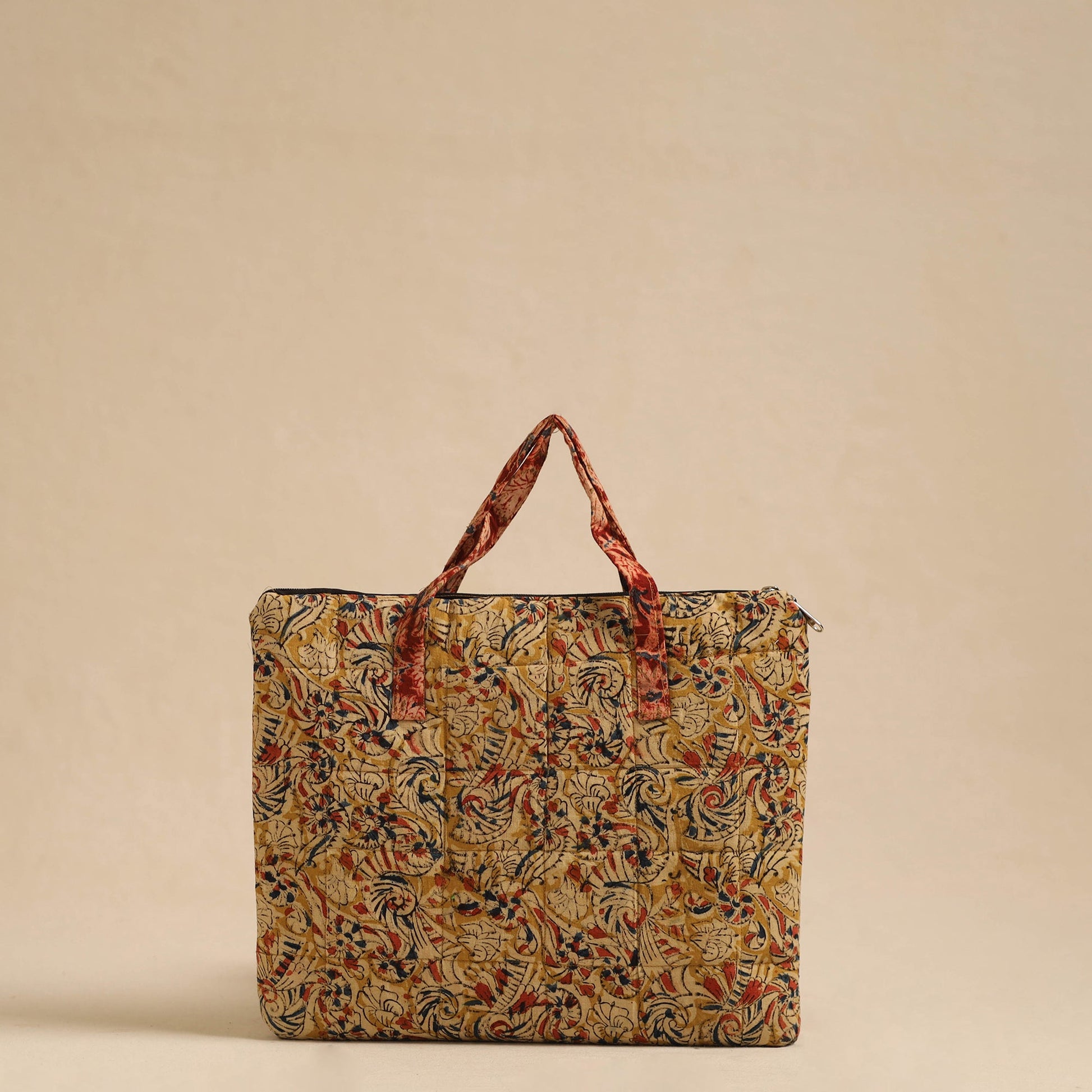 Beige - Handcrafted Quilted Cotton Hand Bag 83