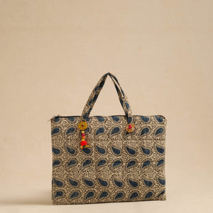 Beige - Handcrafted Quilted Cotton Hand Bag 84