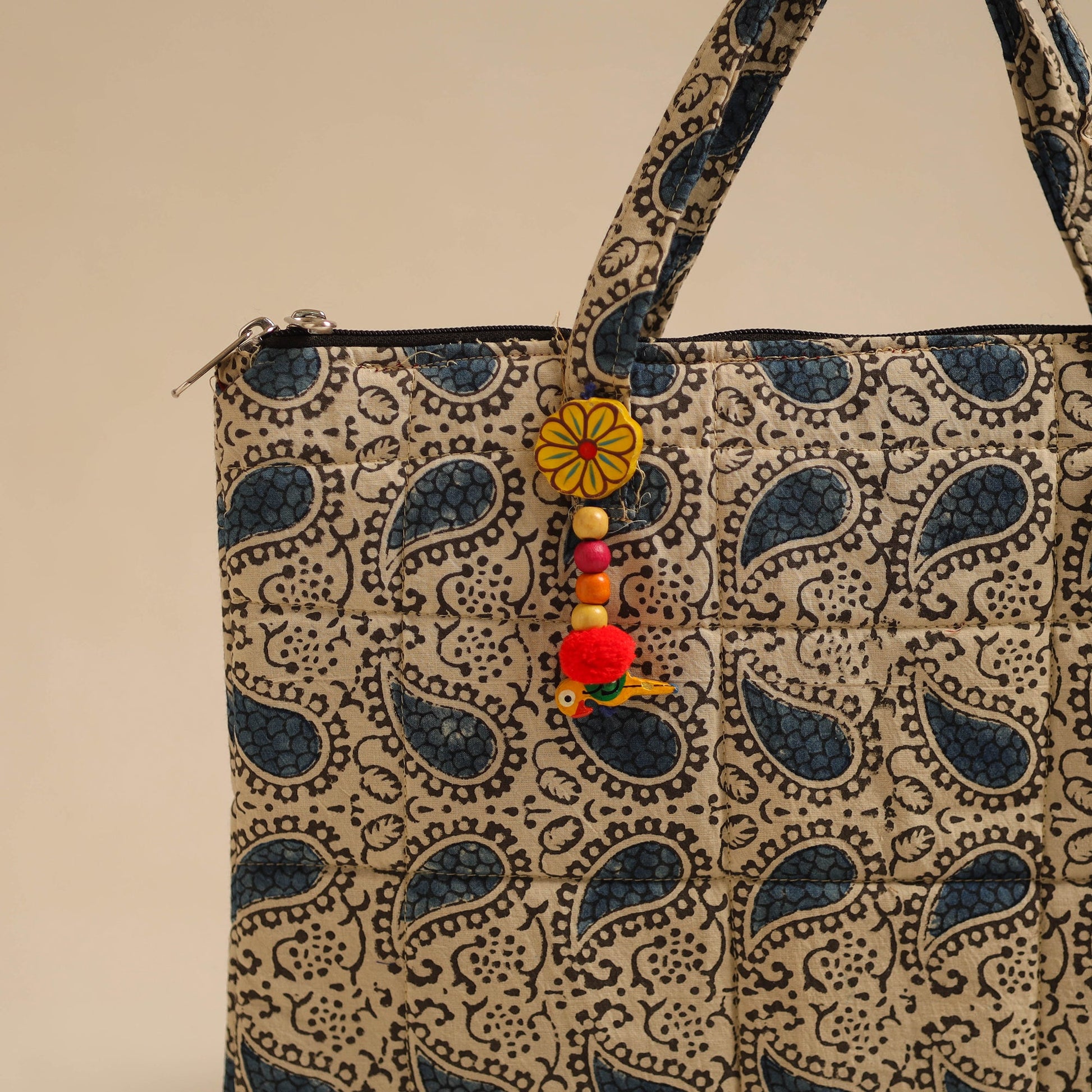Beige - Handcrafted Quilted Cotton Hand Bag 84