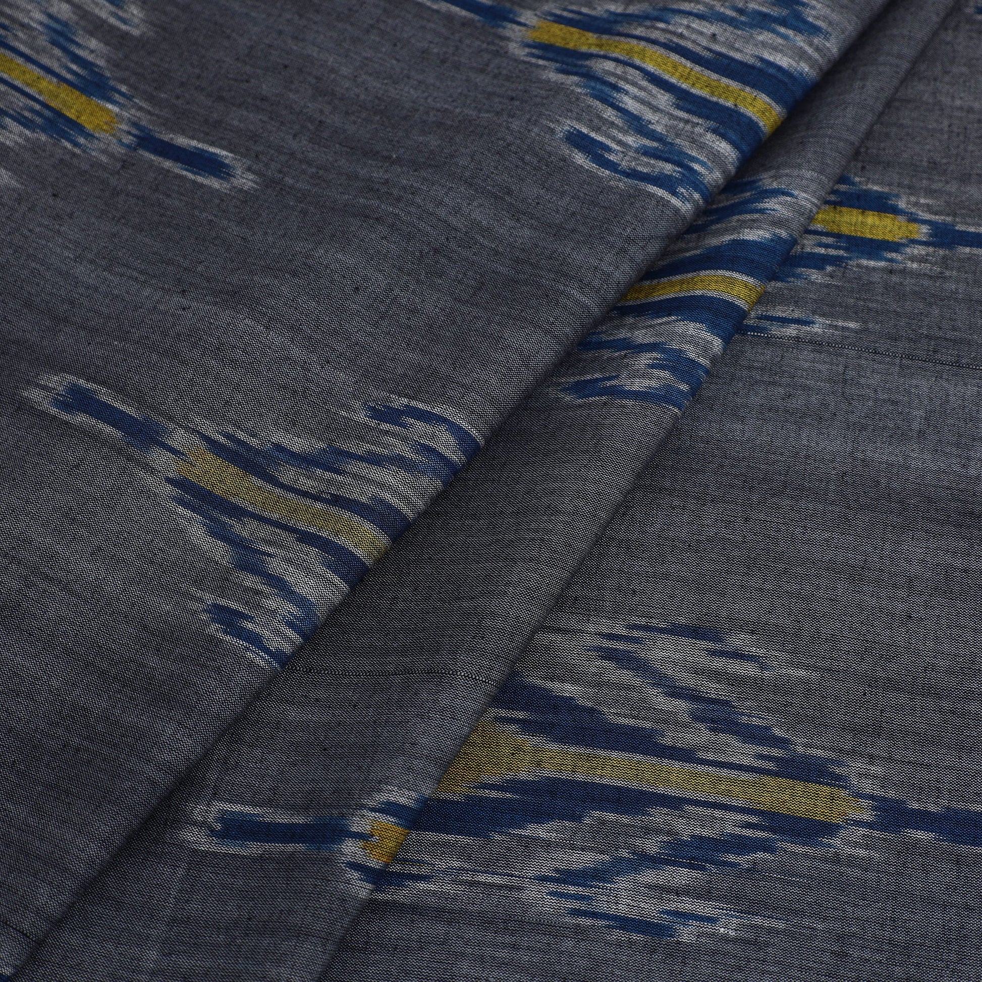 Grey - Handloom Cotton Central Asian Pochampally Ikat Fabric 04