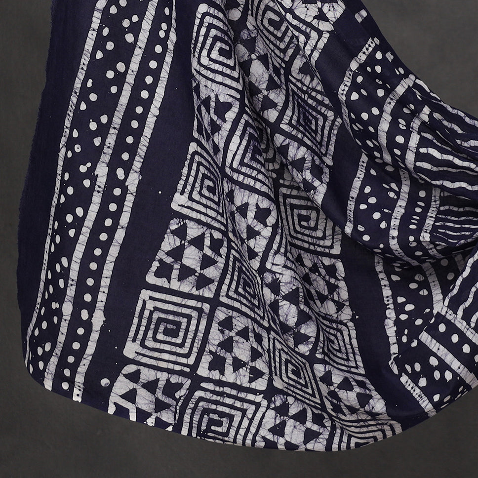 Blue - 3pc Cotton Kutch Batik Print Dress Material 07
