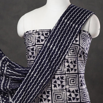 Blue - 3pc Cotton Kutch Batik Print Dress Material 07