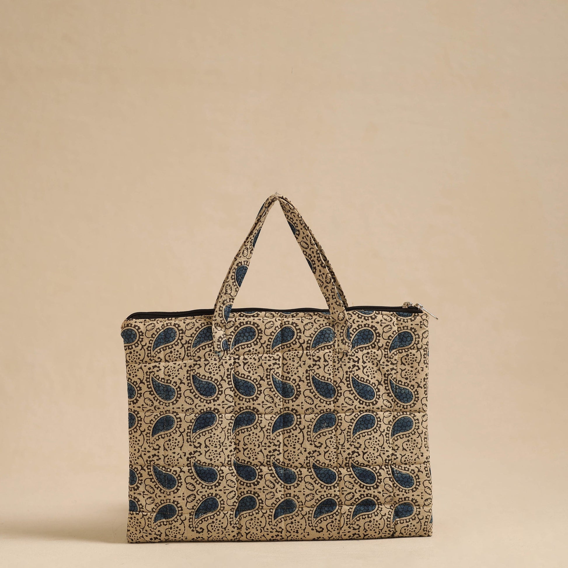 Beige - Handcrafted Quilted Cotton Hand Bag 84