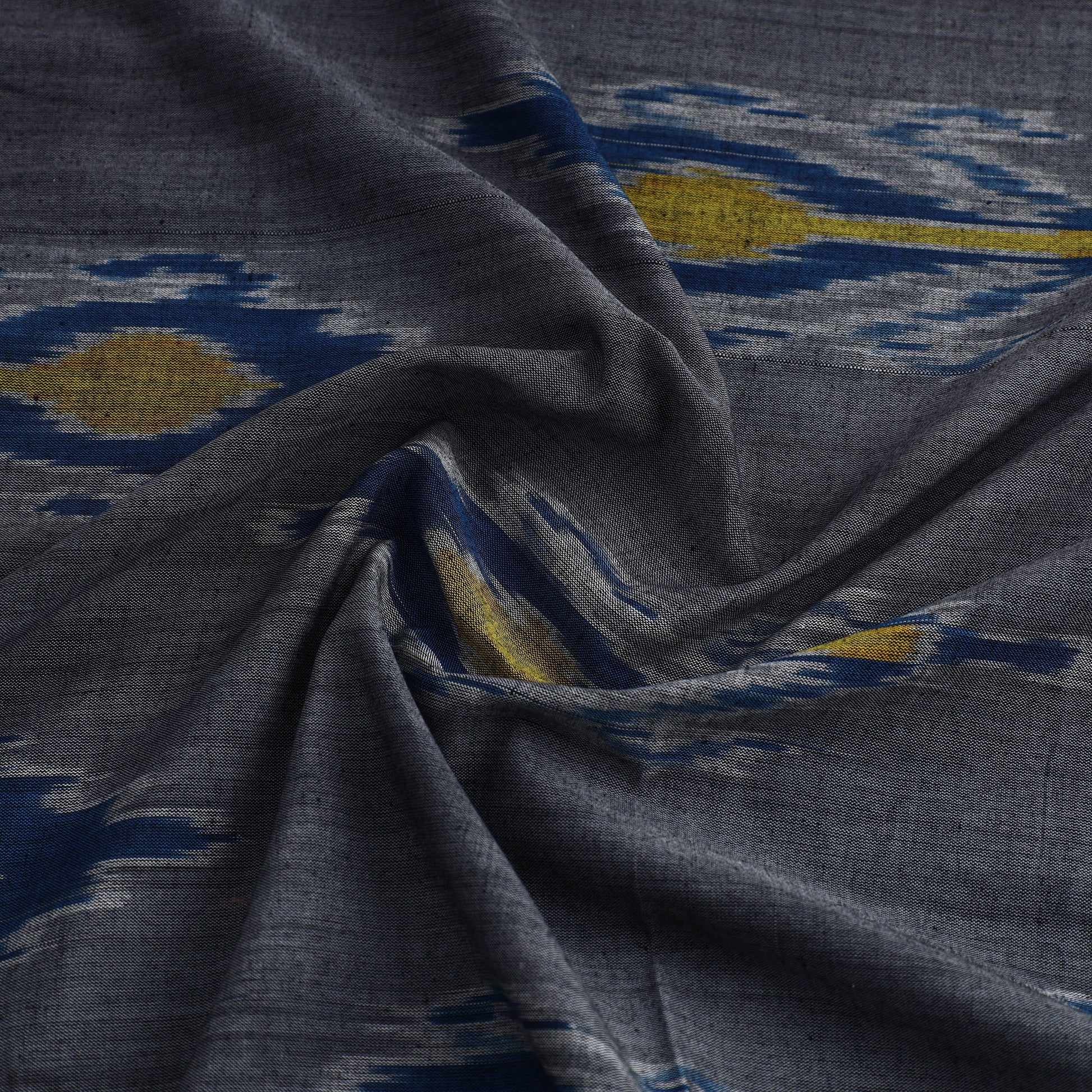 Grey - Handloom Cotton Central Asian Pochampally Ikat Fabric 04