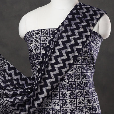 Black - 3pc Cotton Kutch Batik Print Dress Material 08