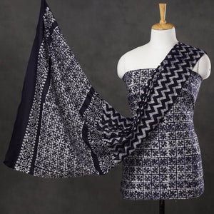 Black - 3pc Cotton Kutch Batik Print Dress Material 08