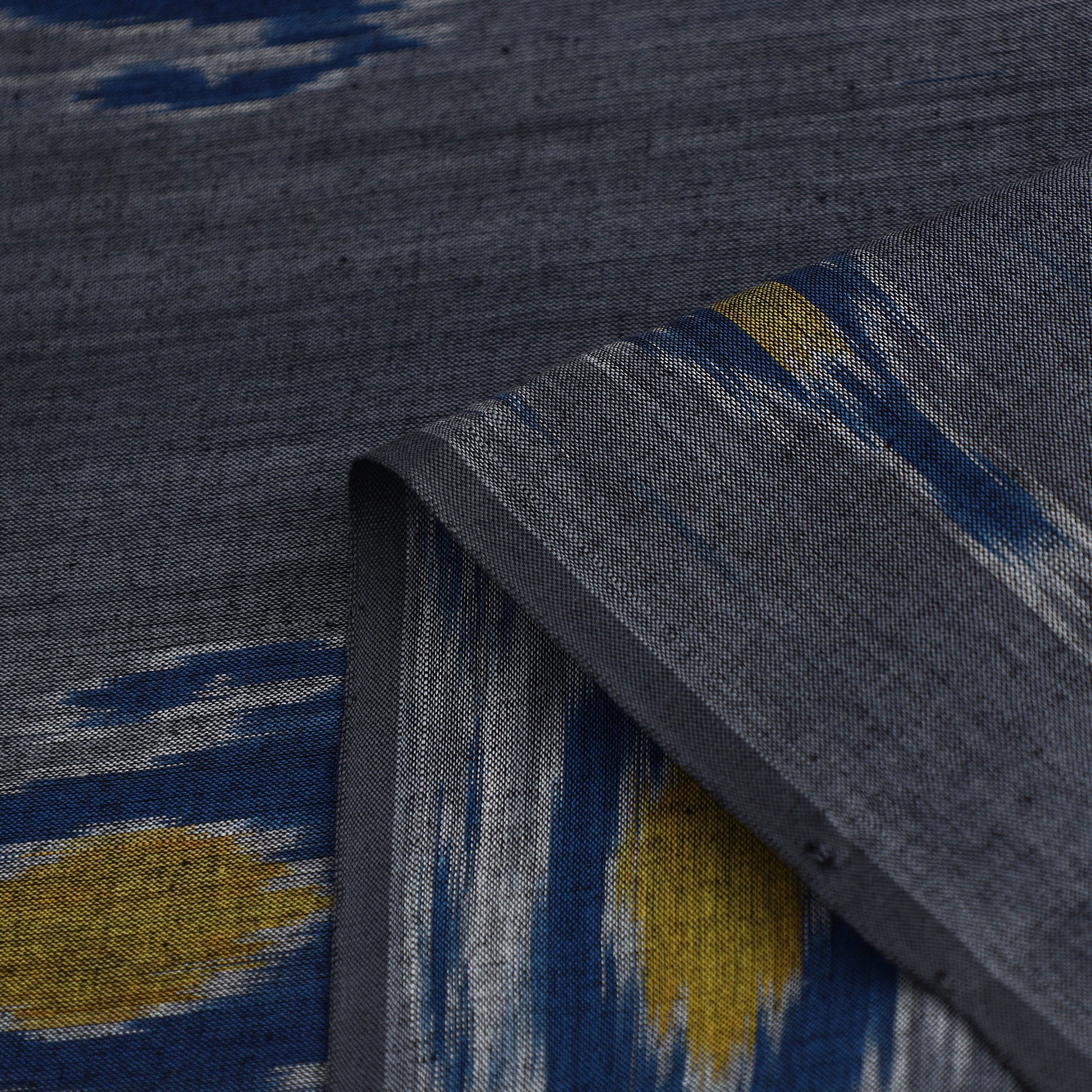 Grey - Handloom Cotton Central Asian Pochampally Ikat Fabric 04