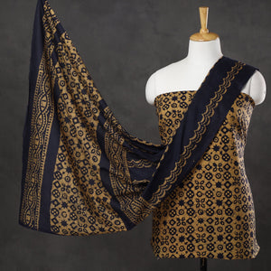 Brown - 3pc Cotton Kutch Batik Print Dress Material 09
