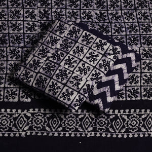 Black - 3pc Cotton Kutch Batik Print Dress Material 08