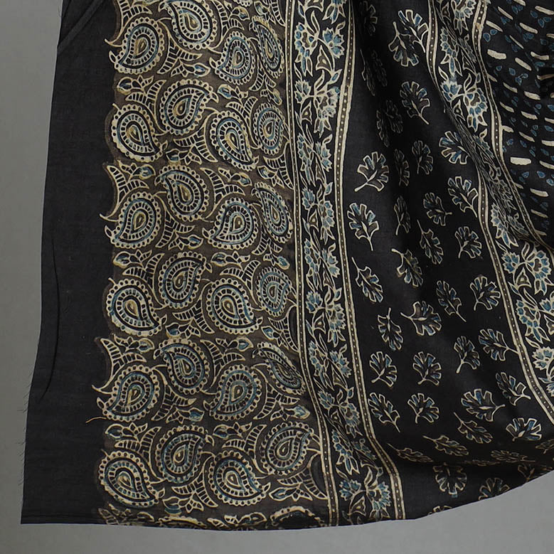Black - 3pc Block Print Cotton Ajrakh Dress Material 01