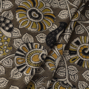 Brown - Natural Dyed Block Print Kalamkari Cotton Fabric 01