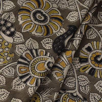 Brown - Natural Dyed Block Print Kalamkari Cotton Fabric 01