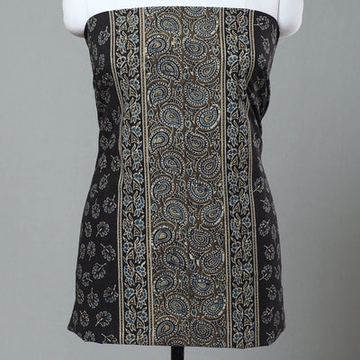 Black - 3pc Block Print Cotton Ajrakh Dress Material 01