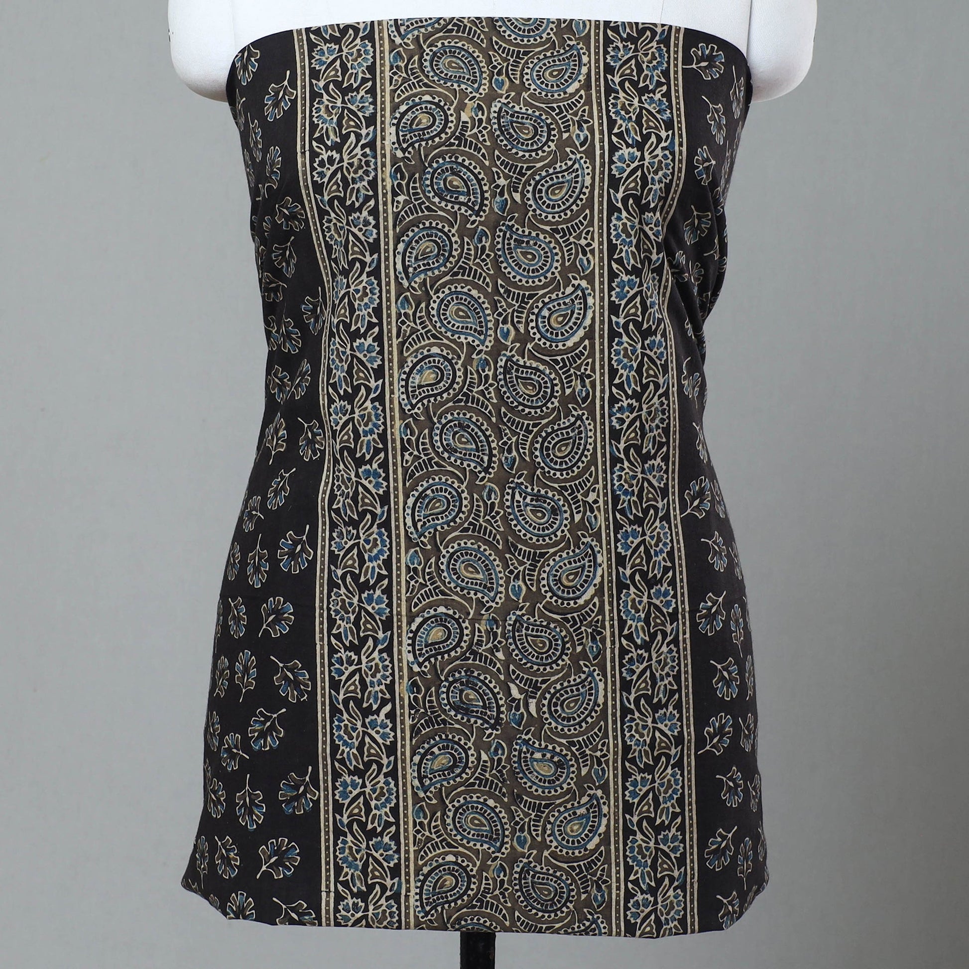 Black - 3pc Block Print Cotton Ajrakh Dress Material 01