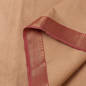Beige - Mangalagiri Handloom Cotton Fabric with Zari Border 01