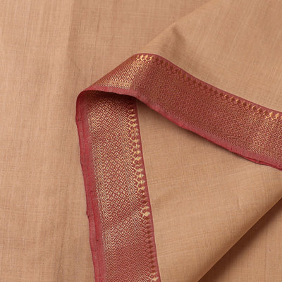 Beige - Mangalagiri Handloom Cotton Fabric with Zari Border 01