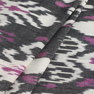 Grey - Handloom Cotton Central Asian Pochampally Ikat Fabric 07