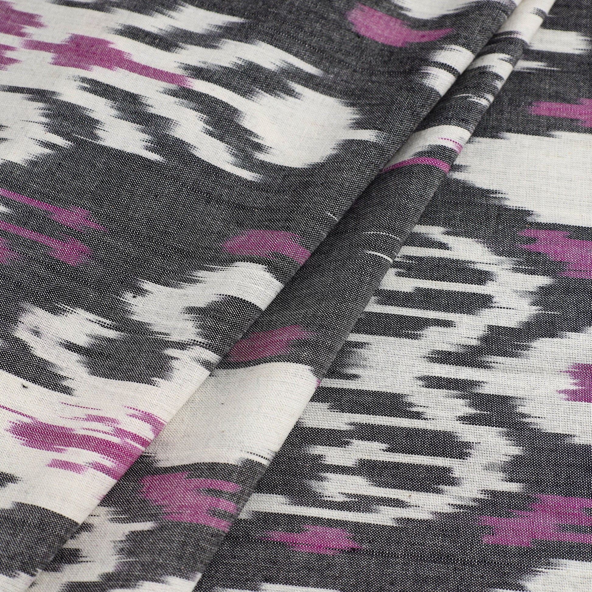 Grey - Handloom Cotton Central Asian Pochampally Ikat Fabric 07