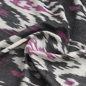 Grey - Handloom Cotton Central Asian Pochampally Ikat Fabric 07