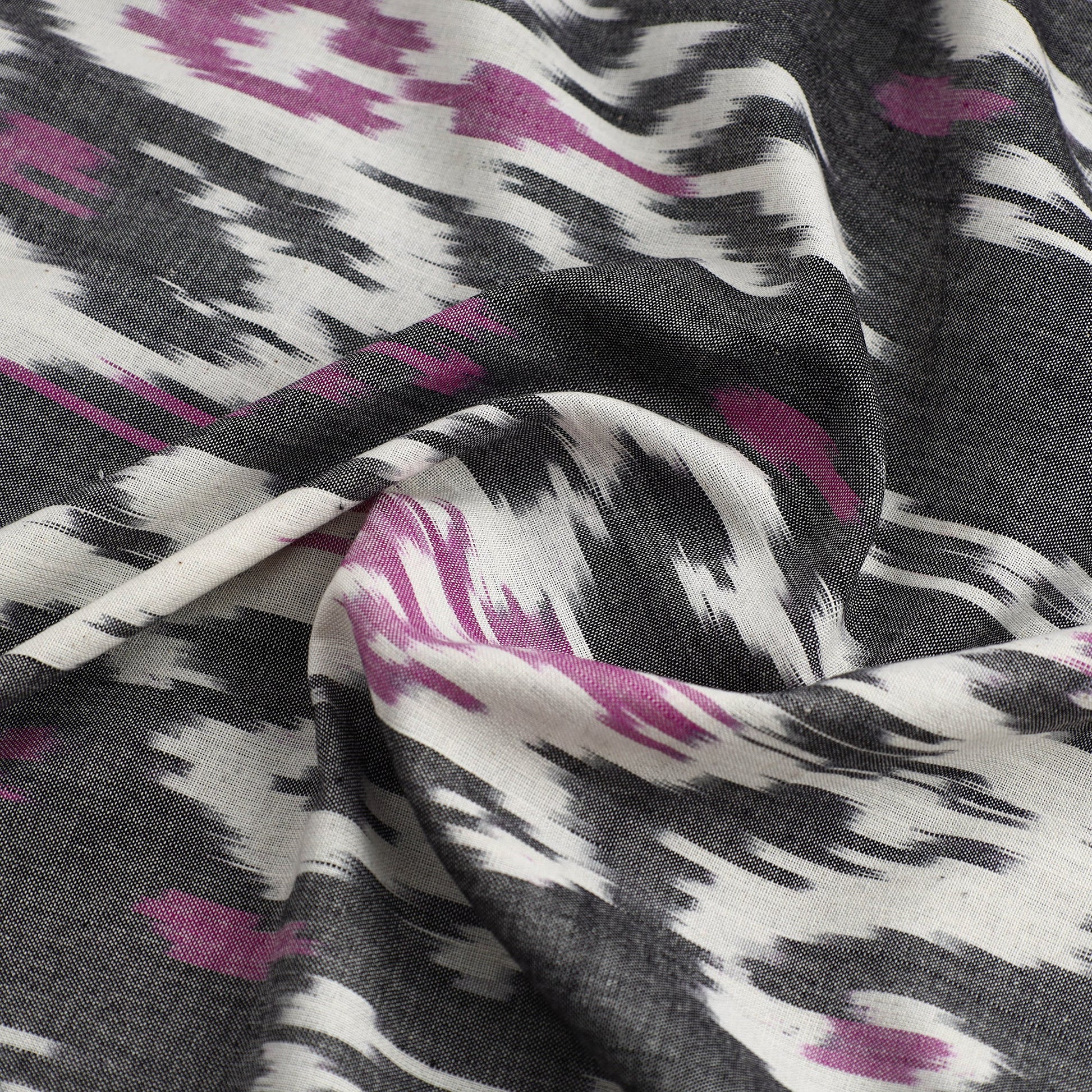 Grey - Handloom Cotton Central Asian Pochampally Ikat Fabric 07