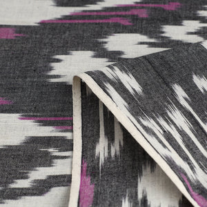 Grey - Handloom Cotton Central Asian Pochampally Ikat Fabric 07