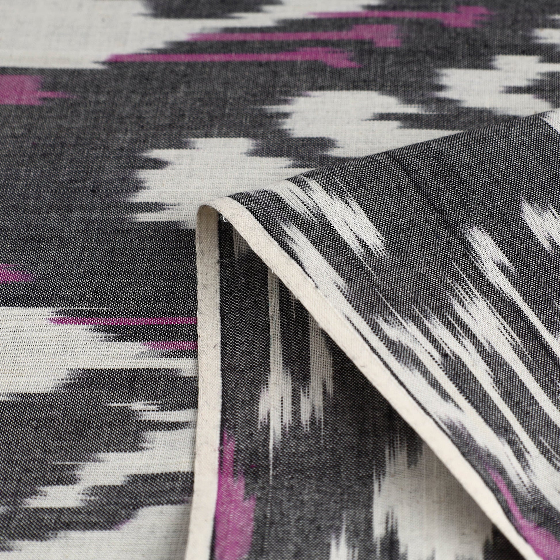 Grey - Handloom Cotton Central Asian Pochampally Ikat Fabric 07