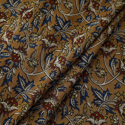 Brown - Natural Dyed Block Print Kalamkari Cotton Fabric 04