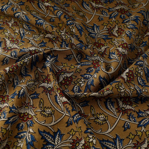 Brown - Natural Dyed Block Print Kalamkari Cotton Fabric 04