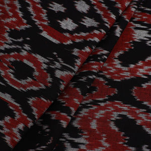 Black - Handloom Cotton Central Asian Pochampally Ikat Fabric 10