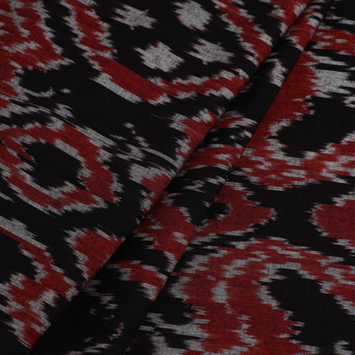 Black - Handloom Cotton Central Asian Pochampally Ikat Fabric 10