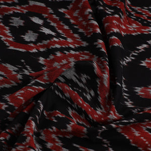 Black - Handloom Cotton Central Asian Pochampally Ikat Fabric 10