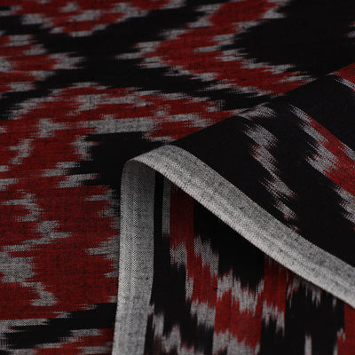 Black - Handloom Cotton Central Asian Pochampally Ikat Fabric 10
