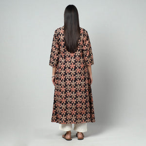 Black - Kalamkari Block Printed Cotton Long Kurta