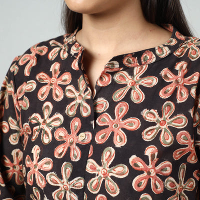 Black - Kalamkari Block Printed Cotton Long Kurta