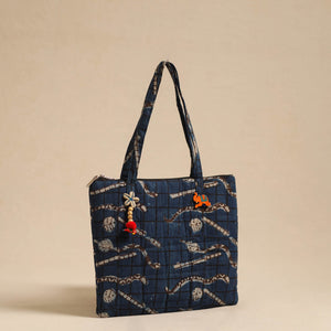 Blue - Handcrafted Quilted Cotton Hand Bag 93
