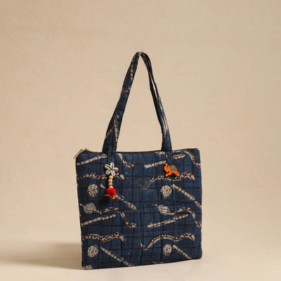 Blue - Handcrafted Quilted Cotton Hand Bag 93