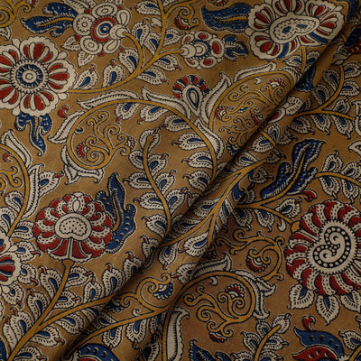 Brown - Natural Dyed Block Print Kalamkari Cotton Fabric 08