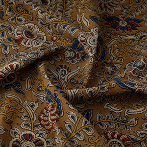 Brown - Natural Dyed Block Print Kalamkari Cotton Fabric 08