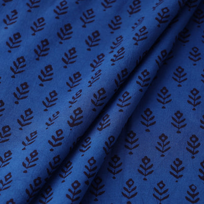 Blue - Bagh Hand Block Printed Cotton Fabric 02