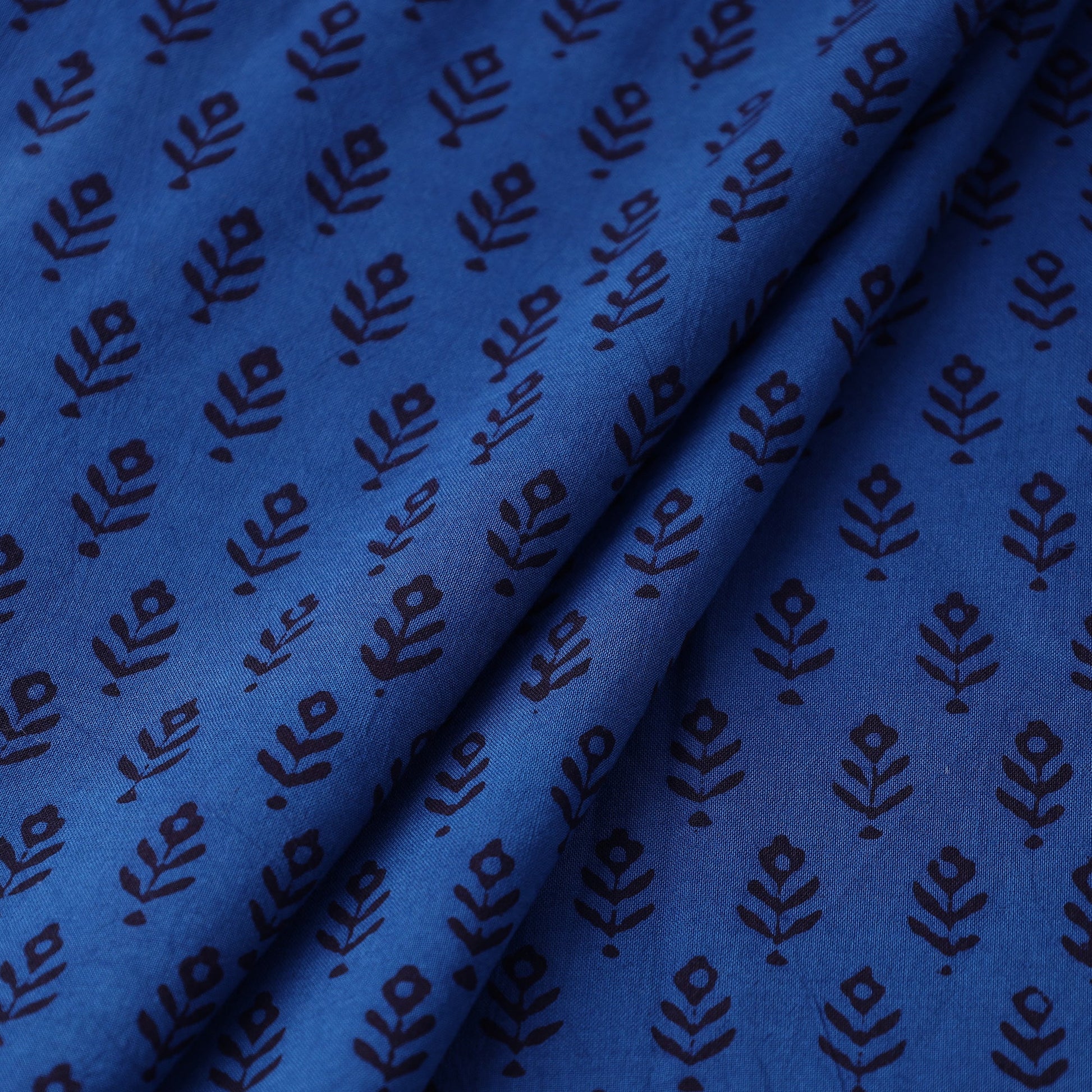 Blue - Bagh Hand Block Printed Cotton Fabric 02