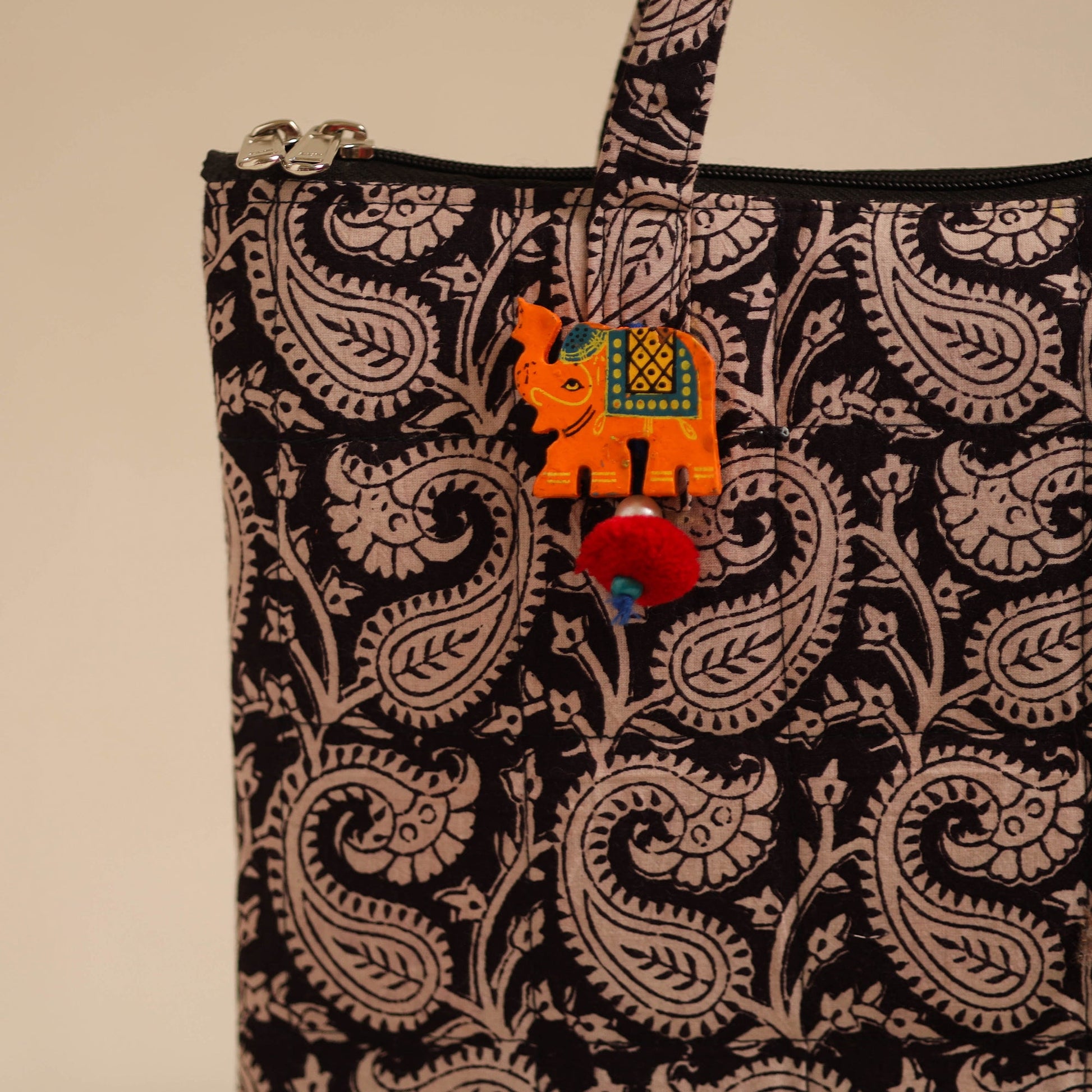 Black - Handcrafted Quilted Cotton Hand Bag 95
